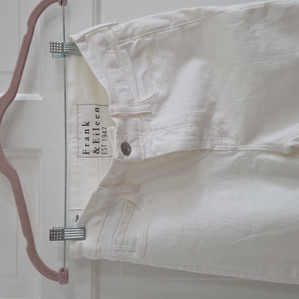 Frank & Eileen Stigo White Denim High Rise Cropped Jeans Raw Hem Women Size 27